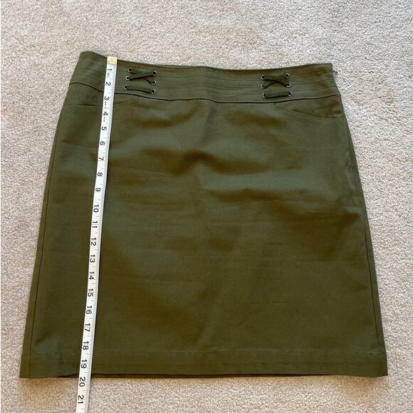 Talbots A-Line Mini Skirt Size 10 Army Green Side Zip Pockets Military Fall - Picture 7 of 7